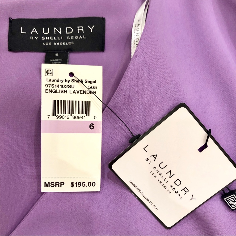 Laundry by Shelli Segal V Neck Lavender Dress Size 4 & 6 - Picture 5 of 8
